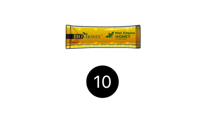 Découvrez Bio Honey™ en boîte de 10 sticks de 20 g, un miel bio premium pratique, prêt à déguster au quotidien.
