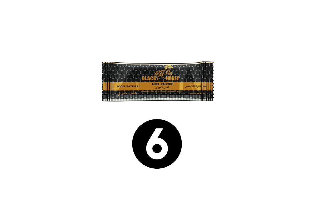 BLACK HONEY™ lot de 6 sticks de miel premium à la gelée royale