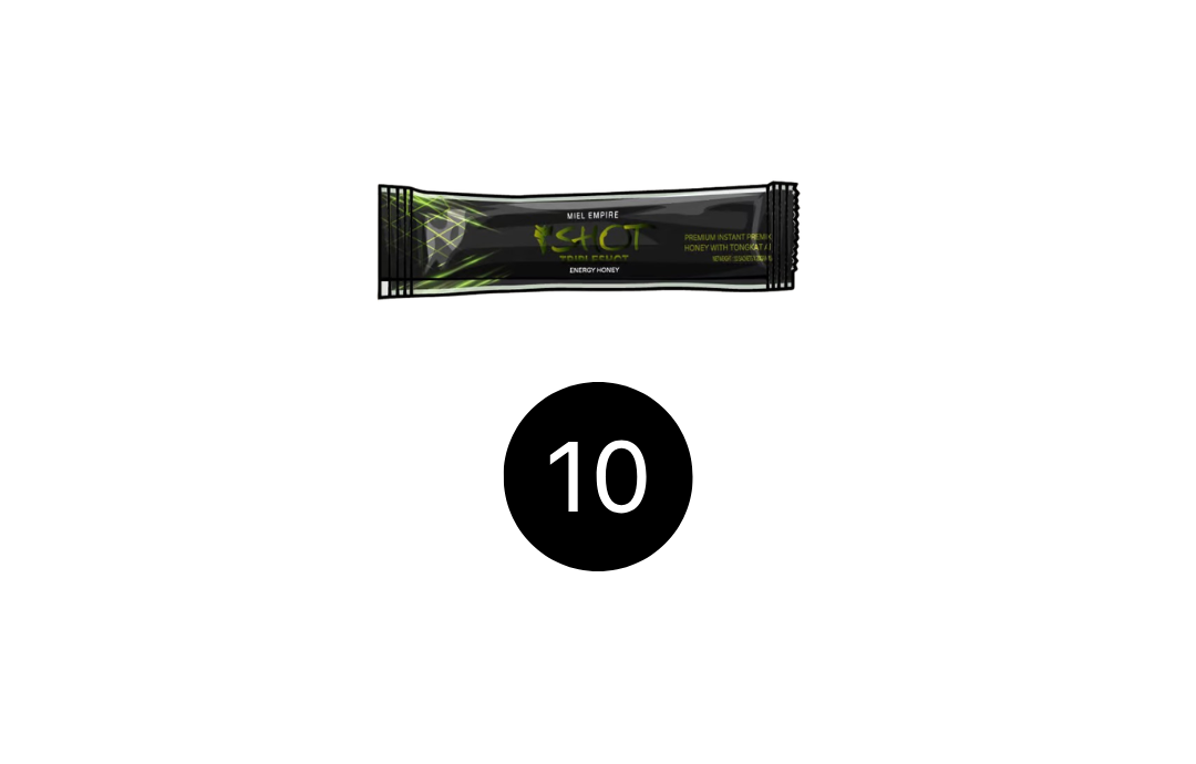 Triple Shot™ boîte complète de 10 sticks de 20 g – Miel premium aux extraits naturels